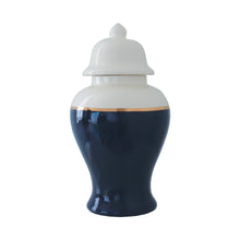Load image into Gallery viewer, Navy Blue Color Block Ginger Jar with Gold Accent