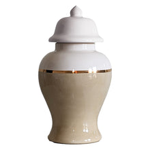 Load image into Gallery viewer, Sand Color Block Ginger Jar with Gold Accent