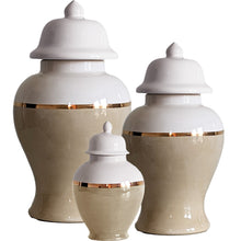 Load image into Gallery viewer, Sand Color Block Ginger Jar with Gold Accent