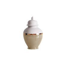 Load image into Gallery viewer, Sand Color Block Ginger Jar with Gold Accent