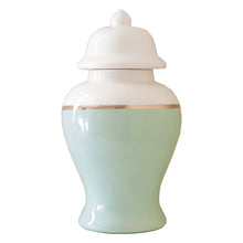 Load image into Gallery viewer, Sea Glass Color Block Ginger Jar with Gold Accent