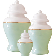 Load image into Gallery viewer, Sea Glass Color Block Ginger Jar with Gold Accent
