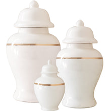 Load image into Gallery viewer, White Color Block Ginger Jar with Gold Accent