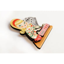Load image into Gallery viewer, Girl with A Record Player Brooch by Laliblue