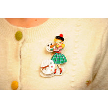 Load image into Gallery viewer, Girl with A Snowman Brooch by Laliblue