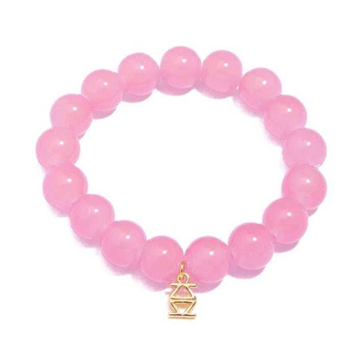 Glass Bead Stretch Bracelet - Light Pink
