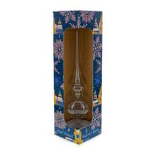 Load image into Gallery viewer, Dimensional Blue Roses and Flowers on Silver Glass Christmas Tree Topper 11 Inches