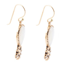 Load image into Gallery viewer, Golden Flower and White Mother of Pearl Drop Earrings