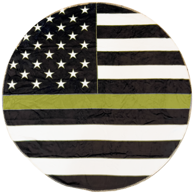 EL10-017 Official America's Front Line Thin Gold Line 911 Emergency Dispatcher Round Blanket Bedding Sofa Couch Throw Trucker Yellow