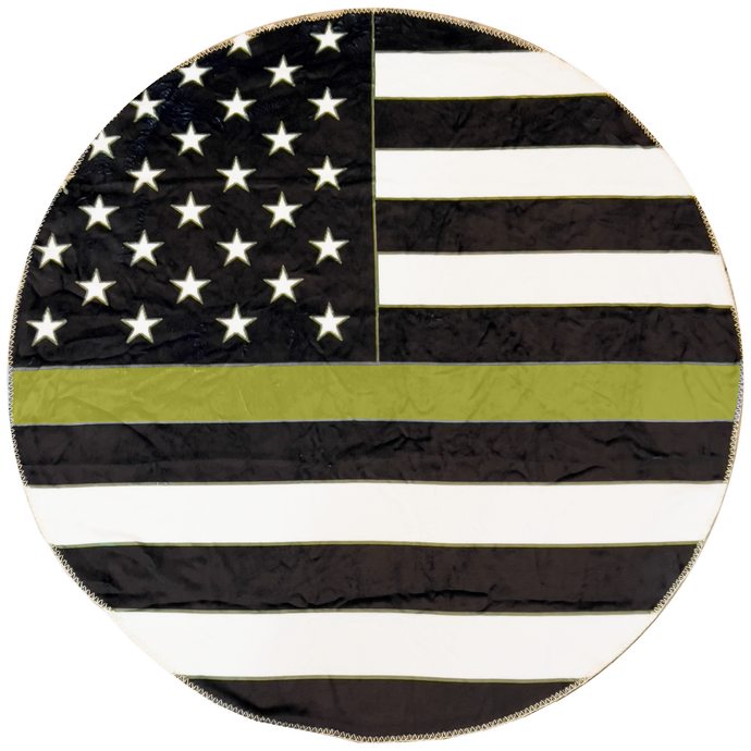 EL10-017 Official America's Front Line Thin Gold Line 911 Emergency Dispatcher Round Blanket Bedding Sofa Couch Throw Trucker Yellow