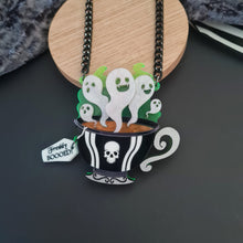 Load image into Gallery viewer, Gothic Ghost Teacup Brooch by Cherryloco