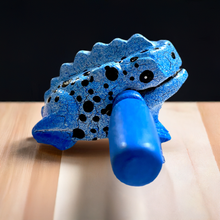 Load image into Gallery viewer, 1.5&quot; Wooden Musical Frog - Blue Dart Design (Percussion Instrument)