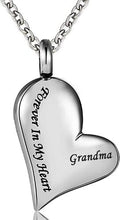 Load image into Gallery viewer, Heart Shaped Cremation Urn Necklace Engraved With "Forever In My Heart"