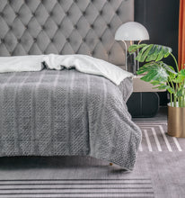 Load image into Gallery viewer, Tache Dark Grey Faux Fur Throw Blanket Bubble Textured Striped Embossed (#11)