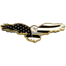 Load image into Gallery viewer, PBX-006-D Bald Eagle Thin Gray Line CO Correctional Officer American Flag Cloisonné pin with dual pin posts Corrections