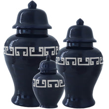 Load image into Gallery viewer, Navy Blue Greek Key Ginger Jars