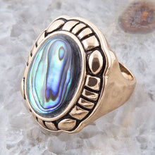Load image into Gallery viewer, Green Abalone Golden Statement Ring