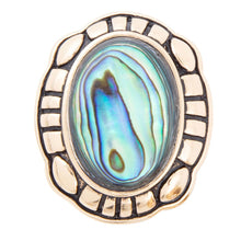 Load image into Gallery viewer, Green Abalone Golden Statement Ring