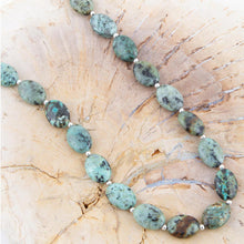 Load image into Gallery viewer, Green African Turquoise Slip On Sterling Silver Necklace