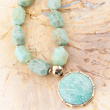Load image into Gallery viewer, Green Amazonite Golden Lotus Pendant Necklace