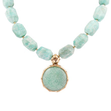 Load image into Gallery viewer, Green Amazonite Golden Lotus Pendant Necklace