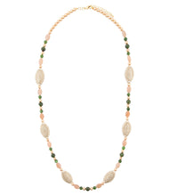 Load image into Gallery viewer, Green Jade and Pink Sunstone Golden Necklace