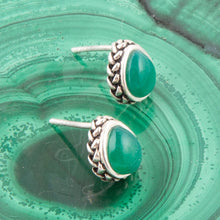 Load image into Gallery viewer, Green Onyx Teardrop Post Earrings