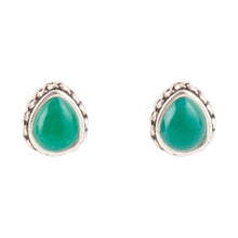 Load image into Gallery viewer, Green Onyx Teardrop Post Earrings