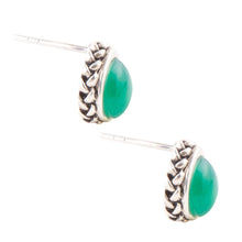 Load image into Gallery viewer, Green Onyx Teardrop Post Earrings
