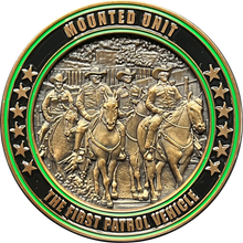 Load image into Gallery viewer, DL13-004 Thin Green Line 10 Foot Tall Cops Police Border Patrol Agent Horse Patrol Mounted Unit Challenge Coin