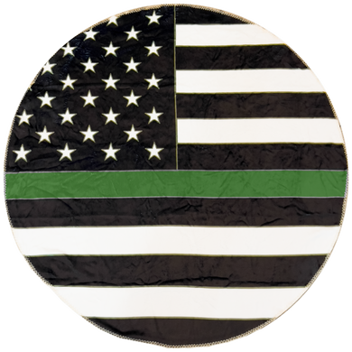 EL10-017 Official America's Front Line Thin Green Line Border Patrol Round Blanket Bedding Sofa Couch Throw