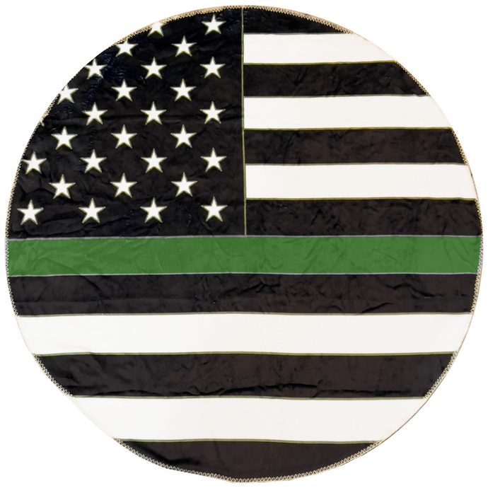 EL10-017 Official America's Front Line Thin Green Line Border Patrol Round Blanket Bedding Sofa Couch Throw