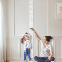 Load image into Gallery viewer, Floral Embroidered Growth Chart for Girls – Personalized Height Ruler with Baby &amp; Family Name