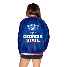 Load image into Gallery viewer, Georgia State Satin Letterman Bomber Jacket
