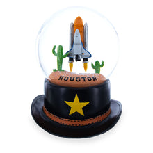 Load image into Gallery viewer, Houston Space Shuttle with Cowboy Hat Base Glass Water Snow Globe