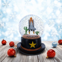 Load image into Gallery viewer, Houston Space Shuttle with Cowboy Hat Base Glass Water Snow Globe