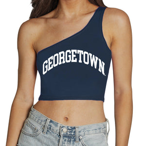 Georgetown Navy One Shoulder Top
