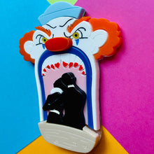 Load image into Gallery viewer, Creepy Funfair Collection - Scary Clown Tunnel Acrylic Brooch by Makokot Design