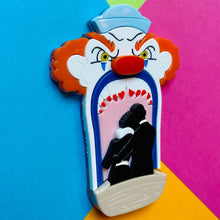 Load image into Gallery viewer, Creepy Funfair Collection - Scary Clown Tunnel Acrylic Brooch by Makokot Design