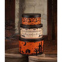 Load image into Gallery viewer, Halloween Vintage Tins Set/3 by Bethany Lowe Designs
