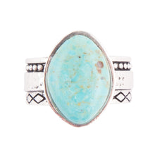 Load image into Gallery viewer, Hammered Big Sterling Silver and Blue Turquoise Ring