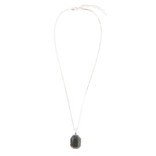 Load image into Gallery viewer, Hammered Green Seraphinite and Sterling Silver Pendant Necklace