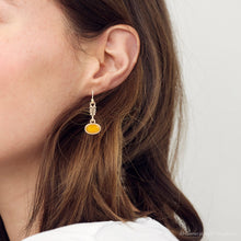 Load image into Gallery viewer, Harmony Orange Quartz Golden Drop Earrings