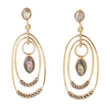 Load image into Gallery viewer, Henle Green Abalone Chandelier Golden Drop Earrings