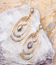 Load image into Gallery viewer, Henle Green Abalone Chandelier Golden Drop Earrings