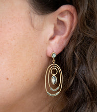 Load image into Gallery viewer, Henle Green Abalone Chandelier Golden Drop Earrings