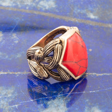 Load image into Gallery viewer, Hexagon Red Howlite Ring