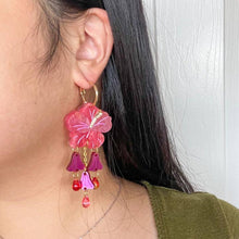 Load image into Gallery viewer, Hibiscus Acrylic Dangle Earrings
