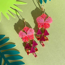Load image into Gallery viewer, Hibiscus Acrylic Dangle Earrings