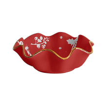 Load image into Gallery viewer, Deck the Halls Scalloped Bowls with 22K Gold Accent